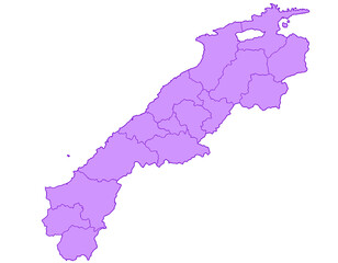島根県　地図　紫　イラスト