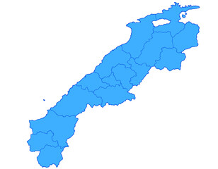 Fototapeta premium 島根県 地図 ブルー イラスト