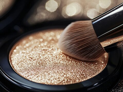 Glimmering highlighter application beauty studio makeup tutorial vibrant close-up radiance and glow