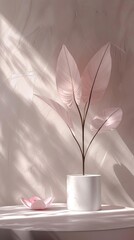 a plant in a white vase on a table