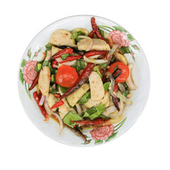 Vibrant spicy salad preparation kitchen recipe culinary overhead fresh ingredients for health