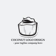 coconut illustration for logo company black and white vector image