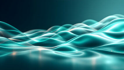 Naklejka premium Futuristic Abstract Teal and Gold Metallic Waves – 3D Render for Luxury, Technology, and Innovation Concepts