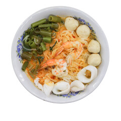 Delicious shrimp noodle soup street market food photography vibrant colors close-up culinary delight