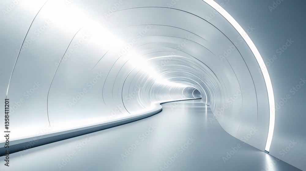 Poster abstract design of a curved tunnel in a futuristic style