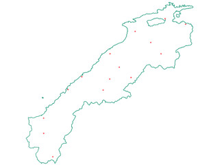 島根県　地図　白　斑点　イラスト
