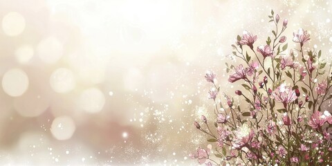 Delicate Light Pink Blossoms in a Shimme Kaleidoscope of Vibrant Purple Against a Softly Blurred Background Imagery