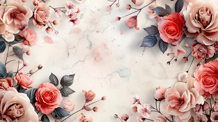 illustration of a marble surface with a bunch of flowers on it