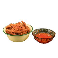 Crispy fried snacks with tangy sauce home kitchen food photography indoor close-up culinary delight