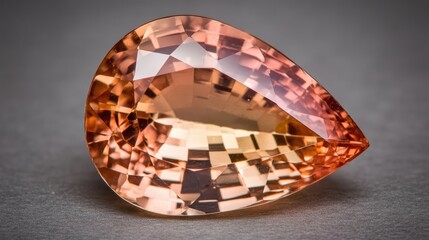 Fototapeta premium A macro image of a rare padparadscha sapphire, showcasing its unique pink-orange hue.
