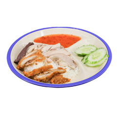 Culinary scene close-up on flavorful chicken rice from local eatery