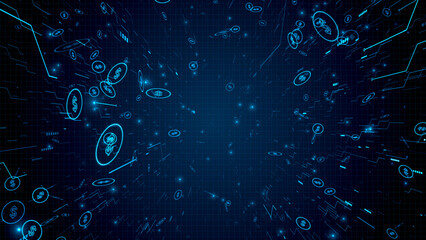 Digital Currency Blockchain Dollar Technology Background