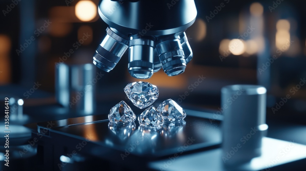 Aufkleber a microscope capturing the internal inclusions of a sapphire for quality assessment.