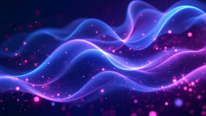Obraz premium Futuristic Abstract Neon Waves in Purple and Blue – Dynamic 3D Digital Background for Technology, Innovation, and Cyber Concepts