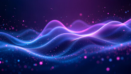 Obraz premium Futuristic Abstract Neon Waves in Purple and Blue – Dynamic 3D Digital Background for Technology, Innovation, and Cyber Concepts