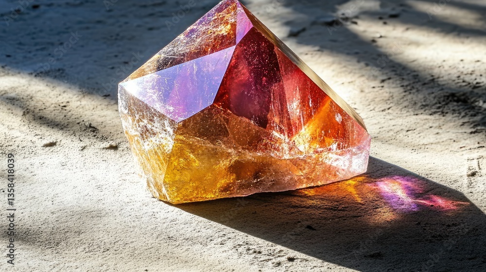 Aufkleber a polished gemstone reflecting colorful light while undergoing the final buffing process.