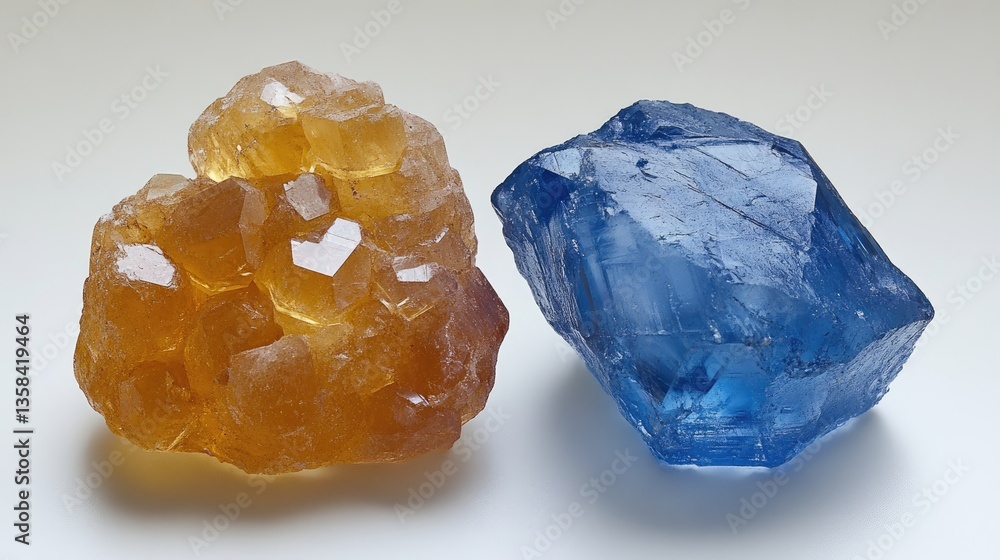 Poster A raw and faceted sapphire placed side by side to showcase transformation.