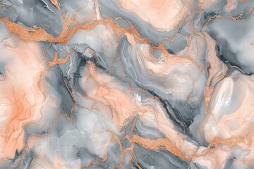 Obraz premium marble design with a smooth blend of light grey and soft peach. The veins be subtle and flowing, with delicate rose gold accents enhancing the natural beauty of the marble.