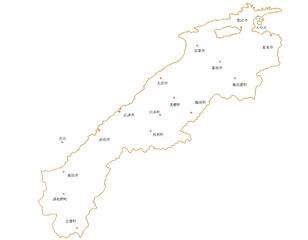 島根県　地図　白　斑点　イラスト