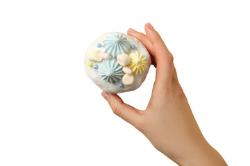 PNG, Easter, Easter bread with hand, isolated on white background