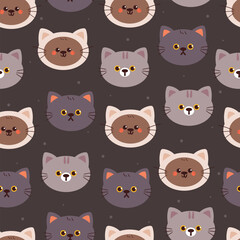 seamless pattern cat head cartoon. cute animal pattern for wallpaper, background and gift wrap paper