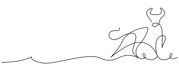 continuous line art vector of a bull animal