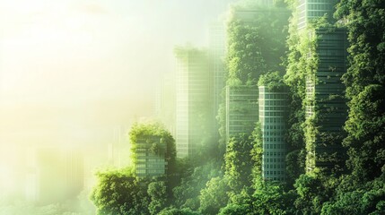 Green City Integration: Urban Sustainable Development with Lush Greenery and Modern Architecture