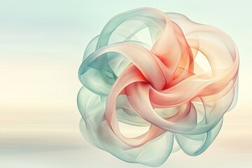 Sleek futuristic augmented reality design with intricate interwoven peach and teal ribbons in a stunning visual display