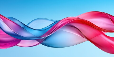 Vibrant Tapestry of Rounded Rectangles Flowing as Intertwined Waves of Translucent Pink and Blue on Light Blue Background