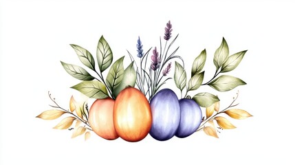 Minimalist Vegetarian Restaurant Design Featu Stylized Orange and Purple Eggs led Amongst Fresh Greens Elements