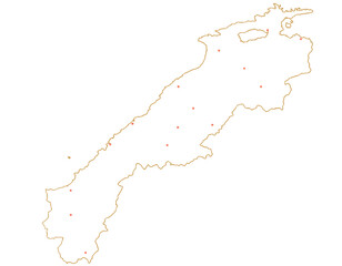 島根県　地図　白　斑点　イラスト