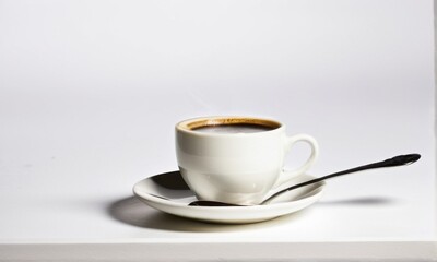 Obraz premium Close Up of Coffee Cup on White Background