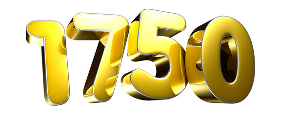 Golden number 1750 3D illustration. Advertising signs. Product design. Product sales.