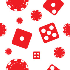 Seamless Vector Casino Pattern with Dice and Chips