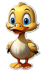 Fototapeta premium A whimsical sticker featuring a duck with large, expressive eyes, adding a fun touch to any surface.