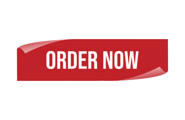 Red banner order now isolated on white background.
