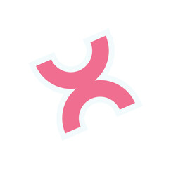 Playful abstract shape icon sticker. Modern geometric figure symbol. This design features a flat curve element with a y2k aesthetic, showcasing brutalist style, suitable for various creative projects.