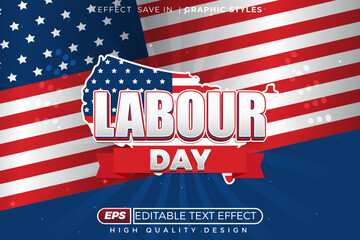 Editable 3d text effect labour day