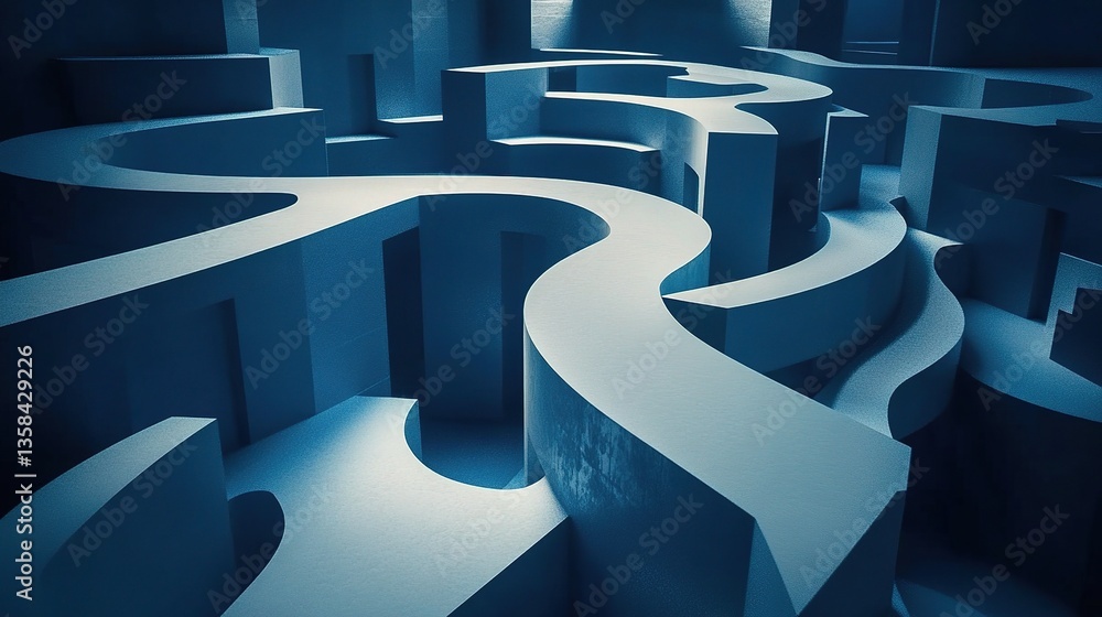Poster abstract futuristic architecture with maze-like complex shapes