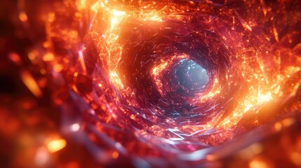 Fiery vortex tunnel, swirling energy, abstract background, science fiction concept art