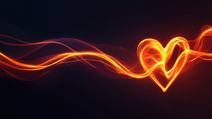 abstract representation of heart formed from glowing light trails, symbolizing love and passion in vibrant and dynamic way. warm colors evoke strong emotions