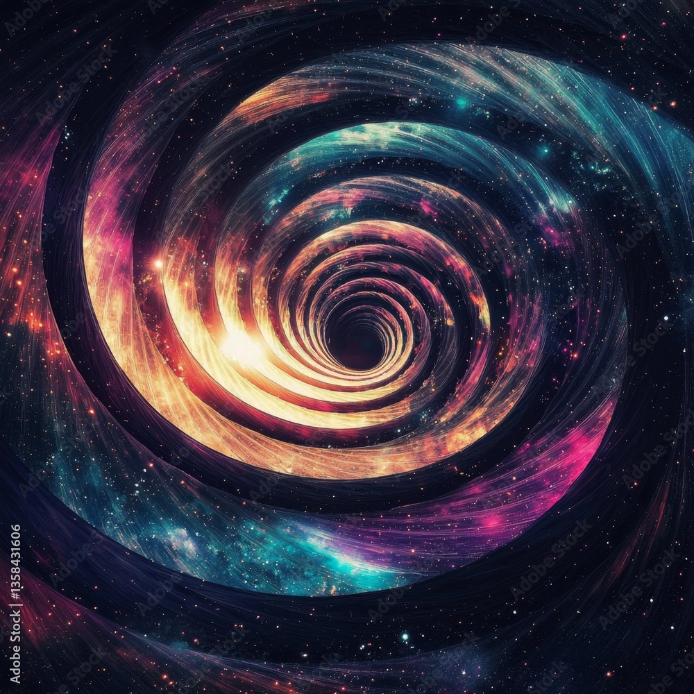 Wall mural abstract depiction of a starry galaxy with a spiral design.