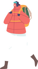 Woman traveling with backpack vector illustration