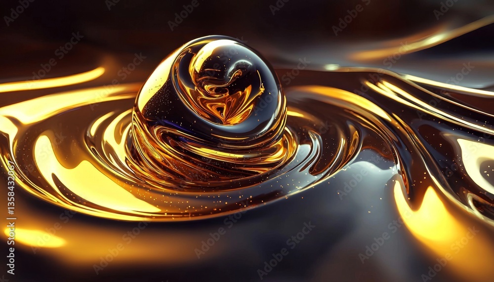 Poster an abstract depiction of liquid mercury, showcasing its dynamic and glossy properties.