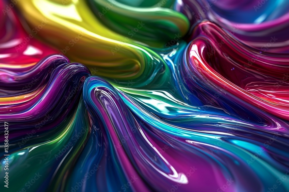 Poster captivating rainbow colors set against a dynamic fluid backdrop.