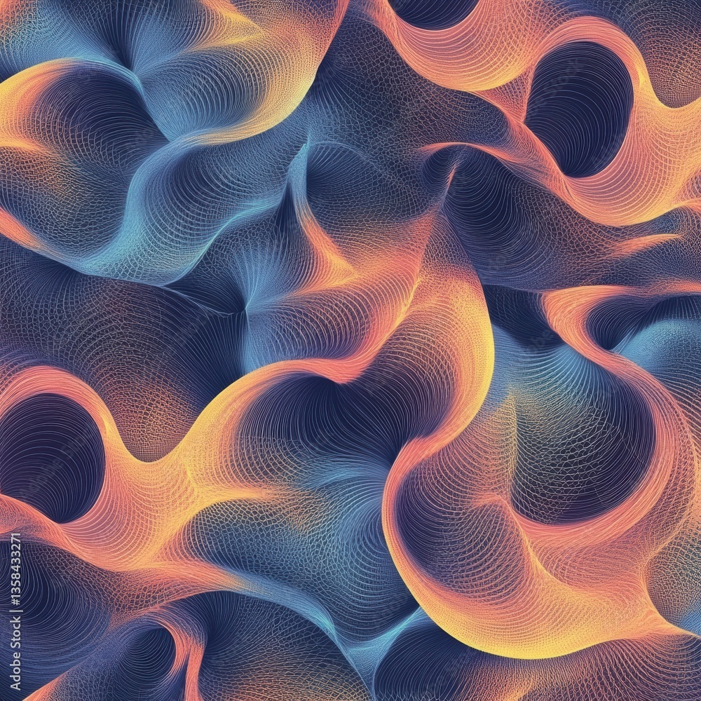 Poster Seamless fractal pattern featuring vibrant cosmic shapes and mesmerizing color gradients creating a hypnotic visual experience Generative AI