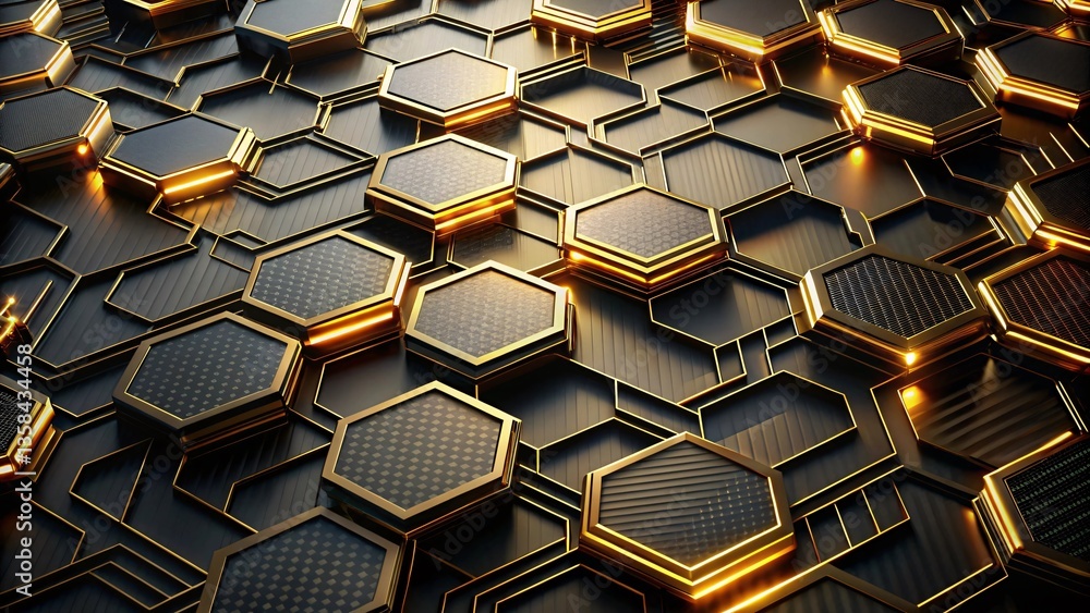 Poster honeycomb abstraction: a stunning geometric pattern composed of meticulously arranged hexagonal shap