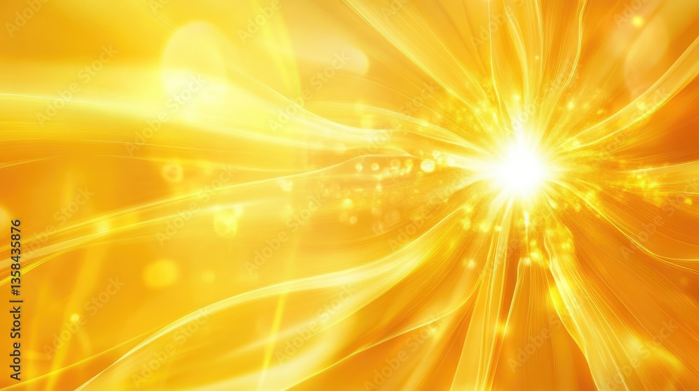 Poster bright and warm abstract background with glowing light effects and soft flows of yellow tones for cr