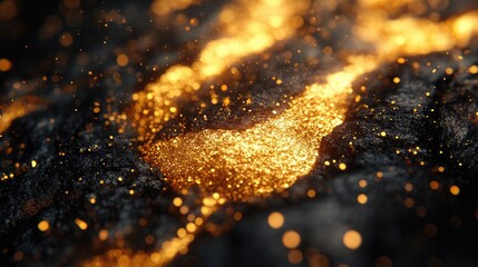 Abstract golden particles on dark surface