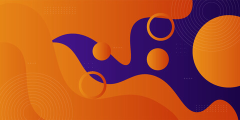 Modern orange purple geometric business banner design. Creative banner design with wave and circle shape as template. Simple horizontal banner. Vector Eps10